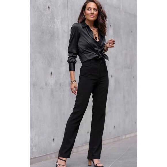 The Drop Lucywhims Shirt Black Blouse Collar Shirt Buttons Womens Large New 1E - Picture 2 of 6